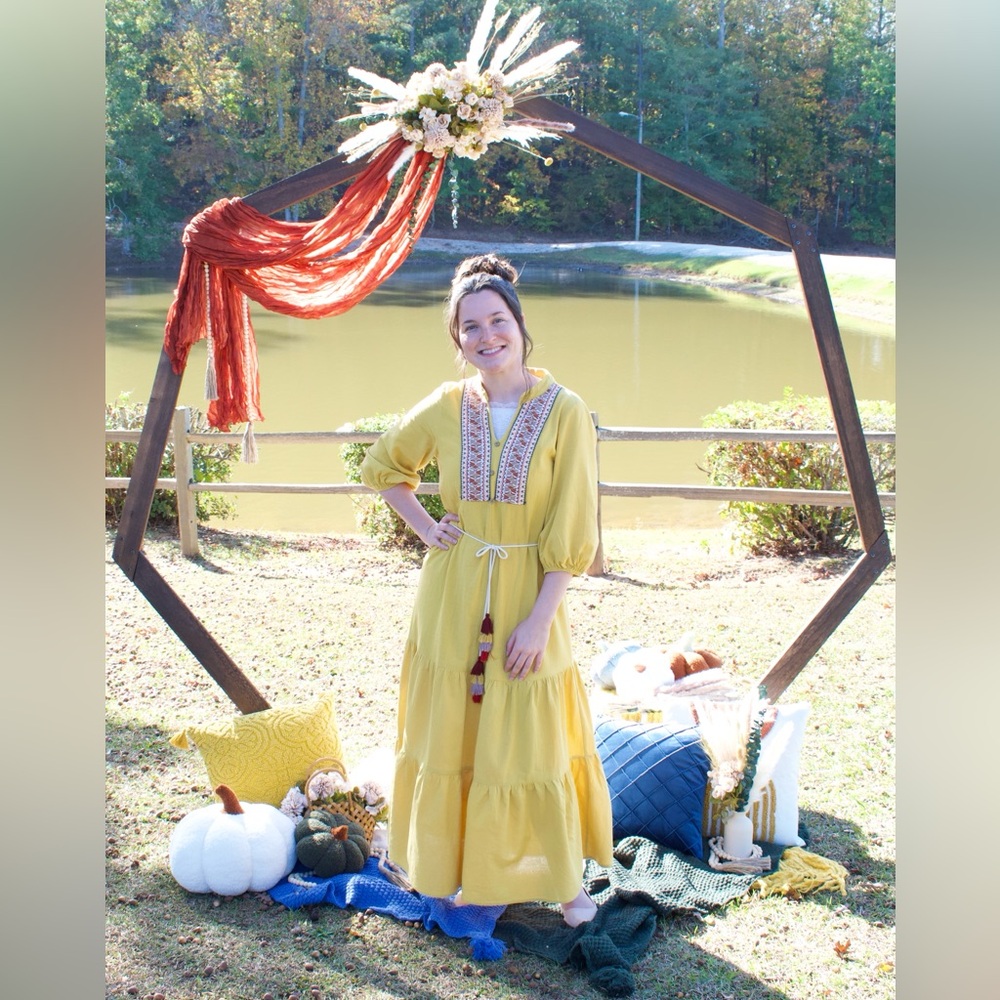 Yellow Embroidered Dress - Picture 5 of 6